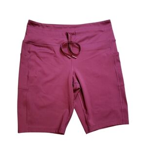 Love & Sports Burgundy Drawstring Long Bike Shorts Large
